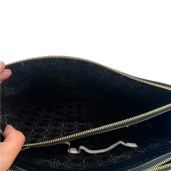 Henri Bendel Black Satchel with Croc-Embossed Leather - Picture 9 of 9